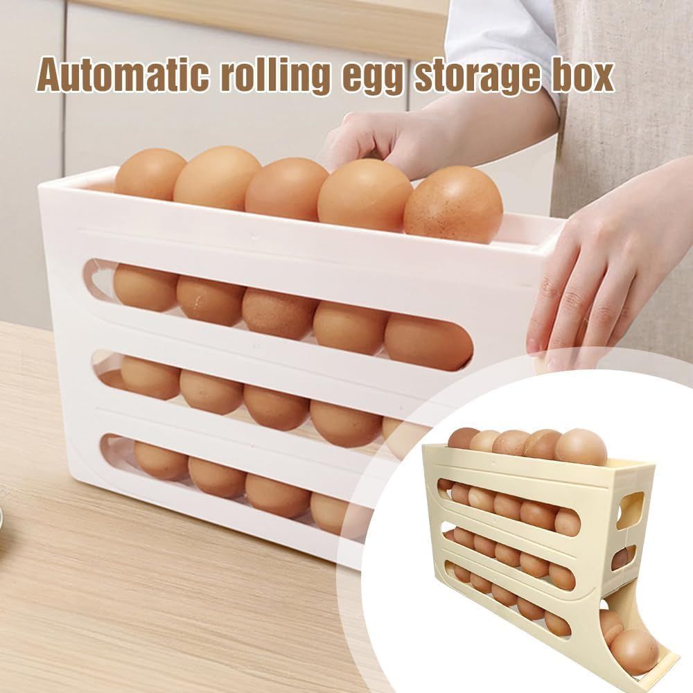 Tier Automatic Egg Holder – Rolling Refrigerator Organizer