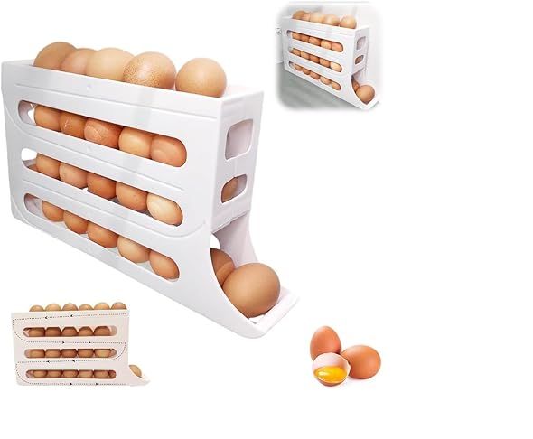 Tier Automatic Egg Holder – Rolling Refrigerator Organizer