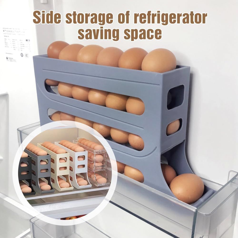 Tier Automatic Egg Holder – Rolling Refrigerator Organizer