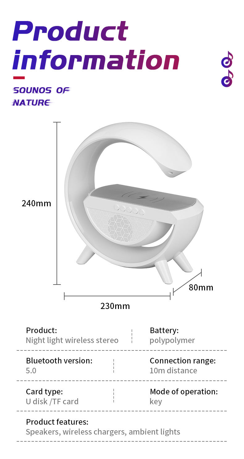 G Lamp Smart Bluetooth Speaker – LED RGB Light & Wireless Charger