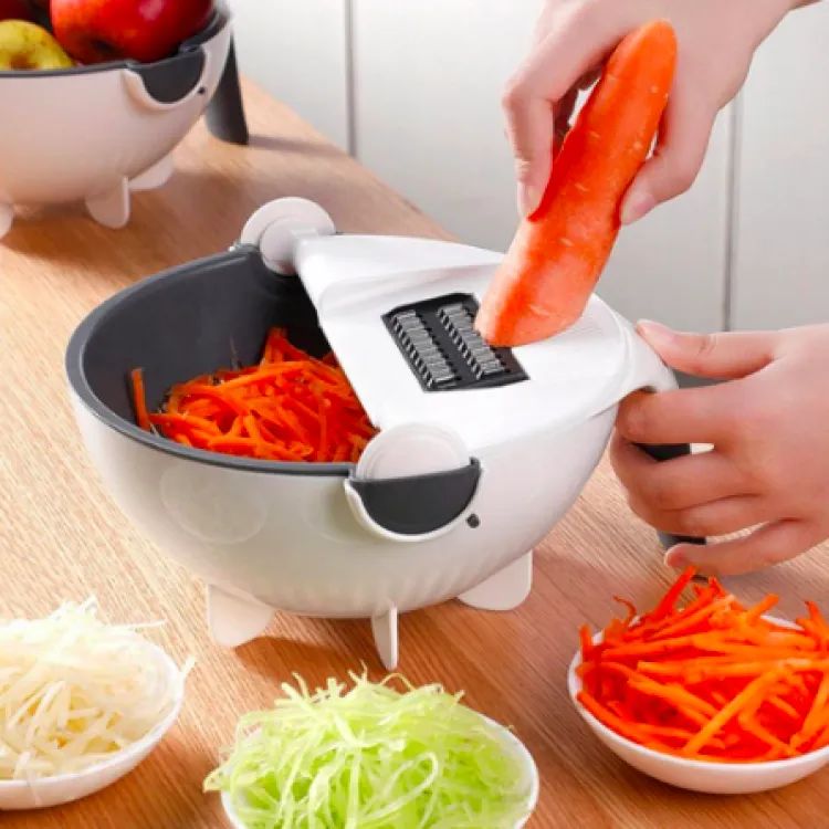 9-in-1 Multifunction Vegetable Cutter – Rotating Drain Basket
