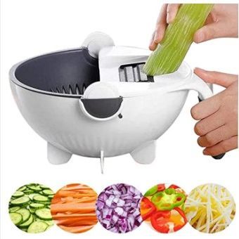 9-in-1 Multifunction Vegetable Cutter – Rotating Drain Basket