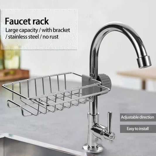 Stainless Steel Sink Rack – Faucet Sponge & Storage Organizer